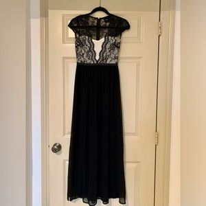 ASOS petite full-length, lace top dress